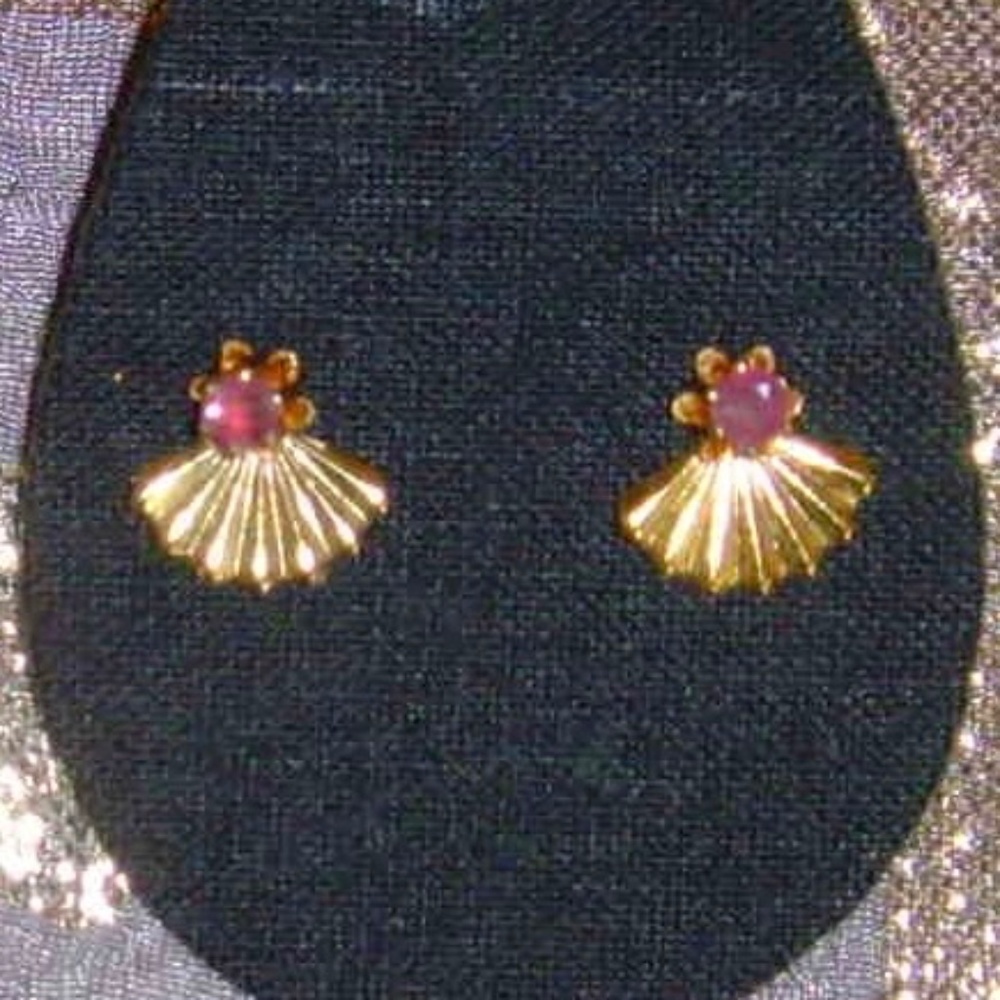 House of Nikolas Gold-Tone and Simulated Ruby Earrings